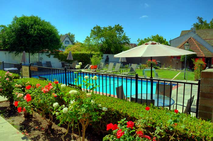 Heated Pool Dogs Pet Friendly Royal Copenhagen Inn Budget Affordable Newly Remodeled Flat Screen TV Family Suites Business Travelers Weddings Receptions Meeting Room in Solvang California Wine Region
