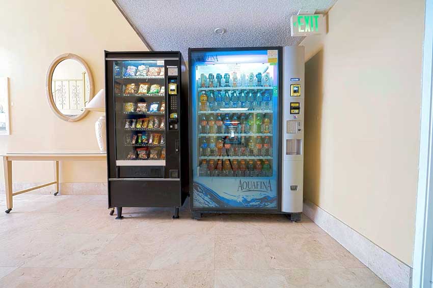 Vending Machines and Free Parking Hotels Motels Amenities Newly Remodeled Free WiFi Free Continental Breakfast Royal Plaza Inn Indio CA Reasonable Affordable Rates Amenities Hotels Motels Lodging Accomodations Great Amenities Indio California